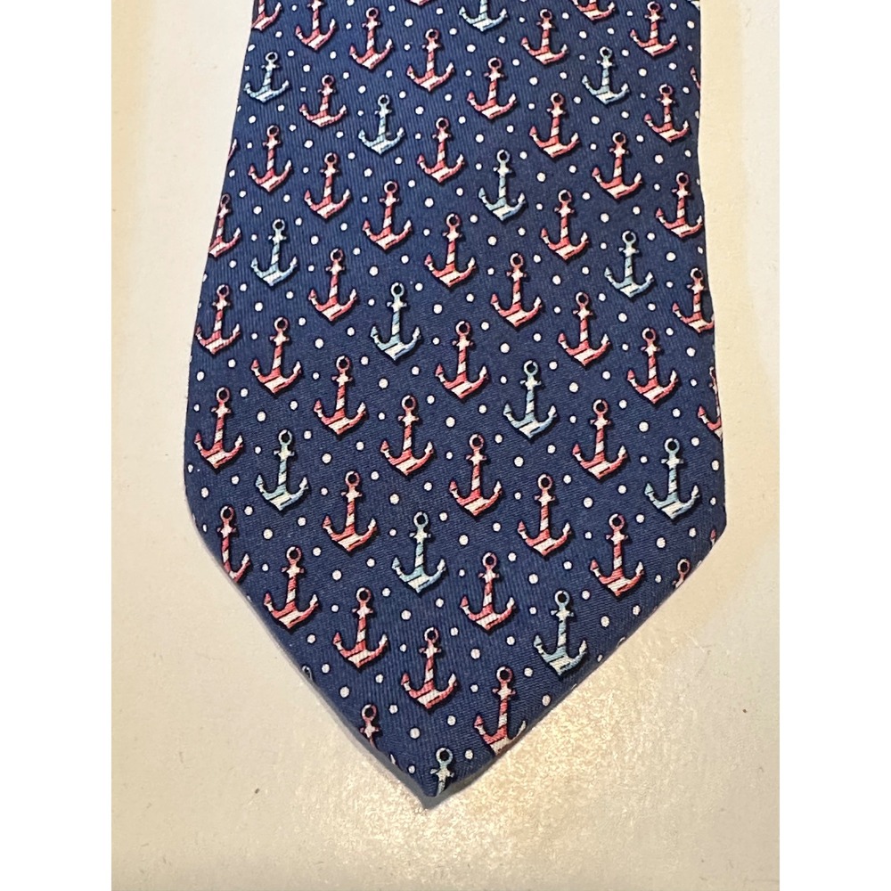 Vineyard Vines Silk Neck Tie Anchors Blue Red White
